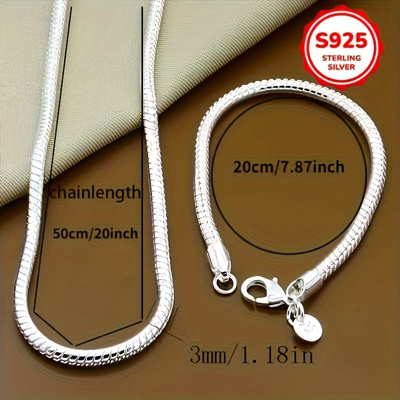 2Pcs Dainty Plated Sterling Snake Bone Silver