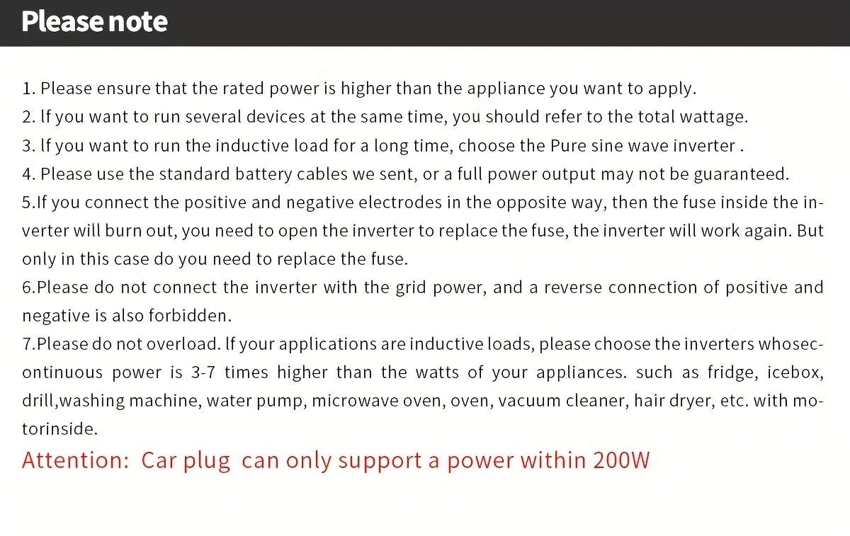 Inverter Items 12V 500W 110V