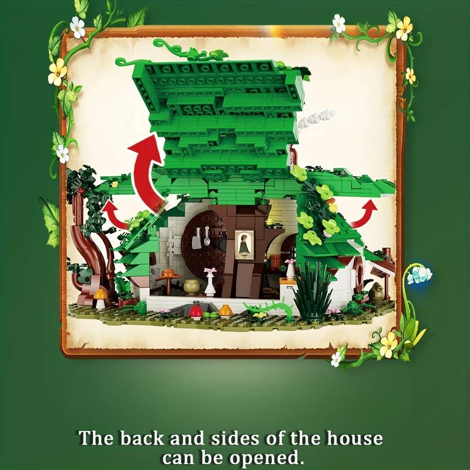 Tec Creators Dwarf Cabin Building Blocks Fairy Tale House Model With Greenery