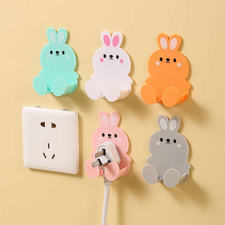 5 Pack Cute Bunny Hooks Multi Purpose Storage Hooks For color 5 Random Colors Quantity Bunny