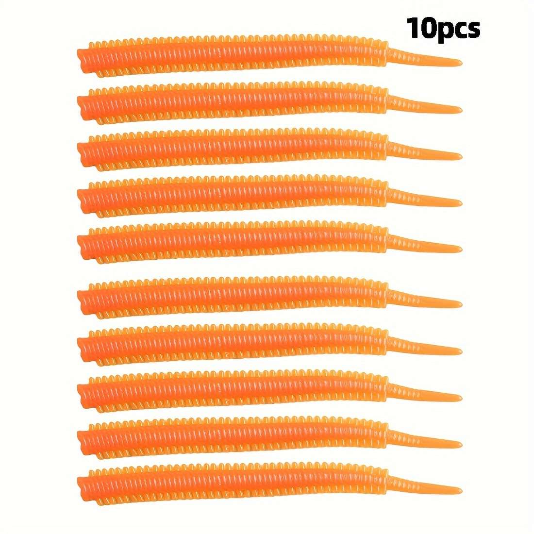 10pcs Turiou Realistic Red Worm Soft Lures 8cm Floating TPR Material Needle Tail Design Art