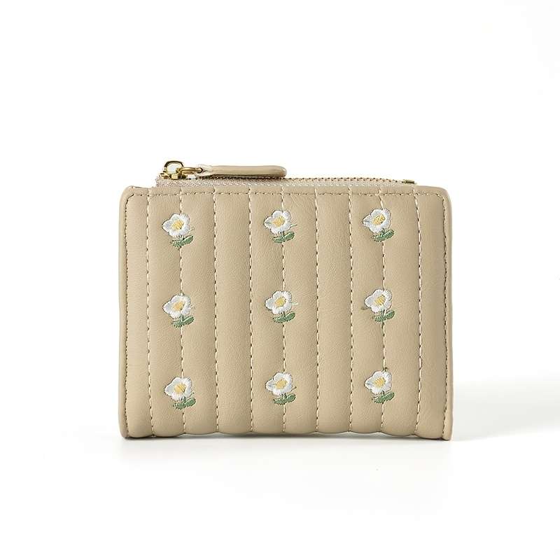 Chic Retro Floral Womens Walletcompact Two-Fold Design With Multiple Card Slots Lightweigh