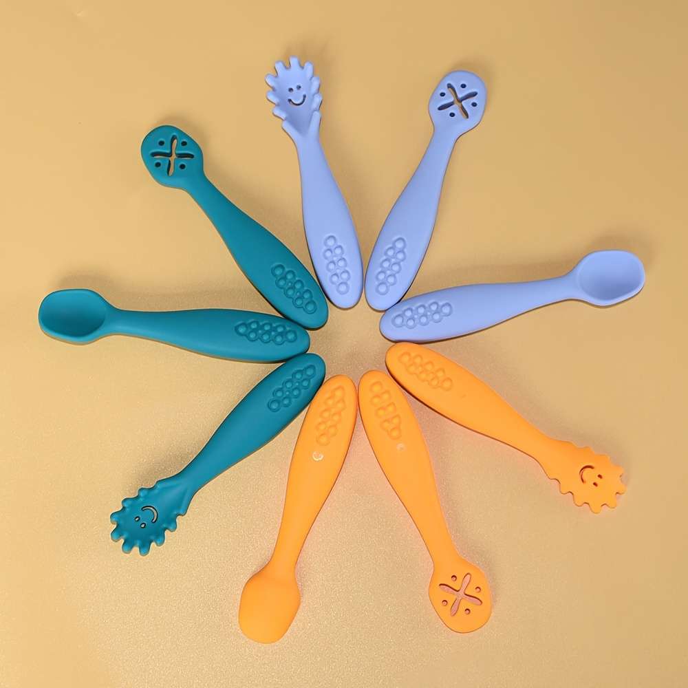 3pcs set Silicone Feeding Spoons for Youngsters Silicone Spoons for Easy Grasping Licking S