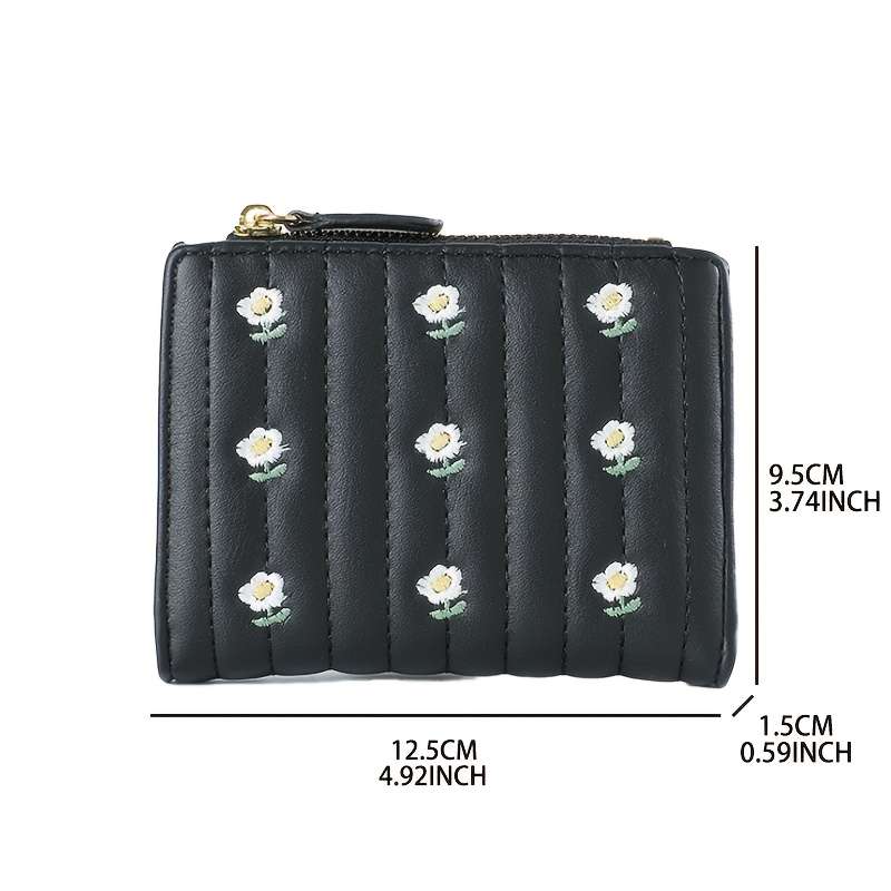 Chic Retro Floral Womens Walletcompact Two-Fold Design With Multiple Card Slots Lightweigh