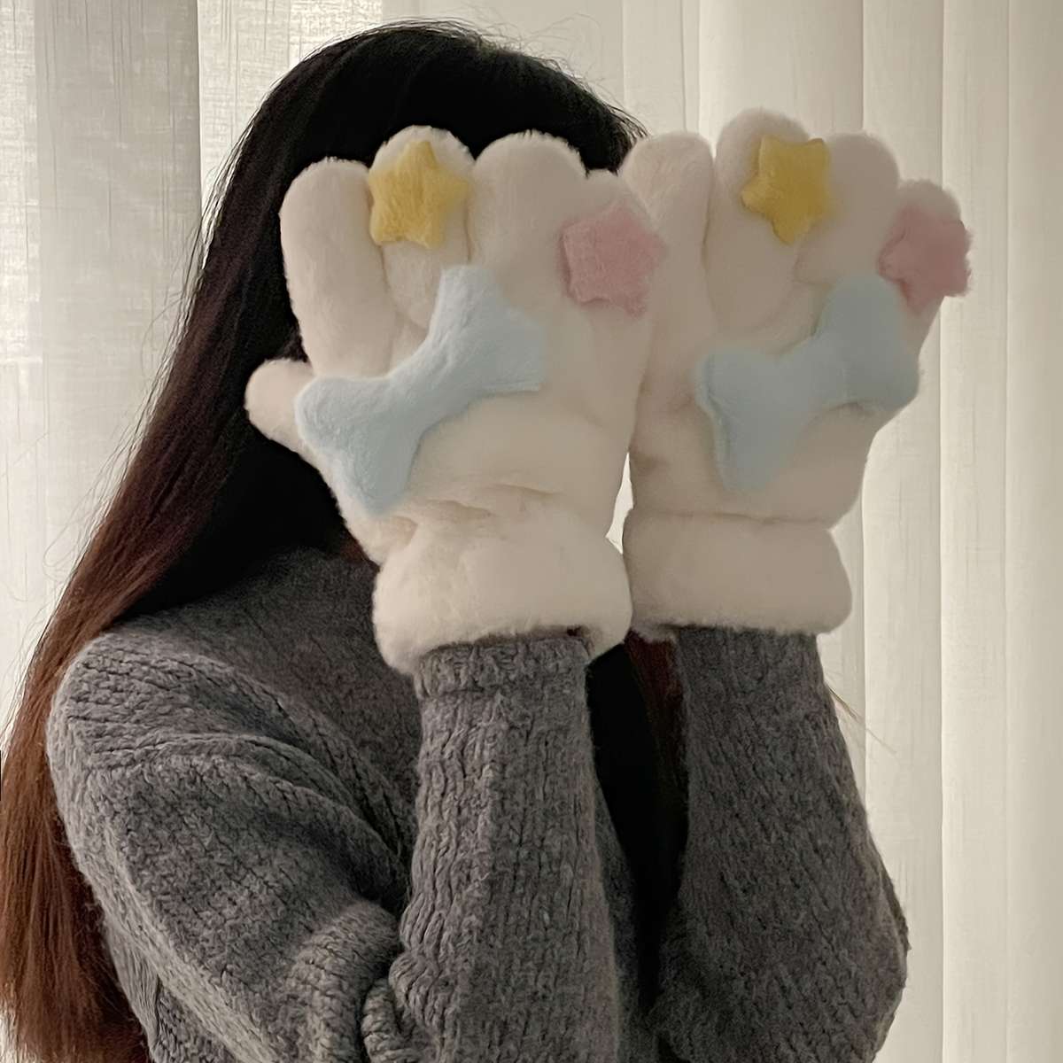 Gloves Color White Modelfive-Finger Bone Gloves