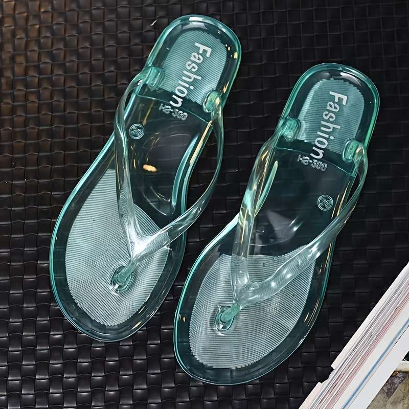 Ladies Summer Flip Flops Transparent Red Uk 5