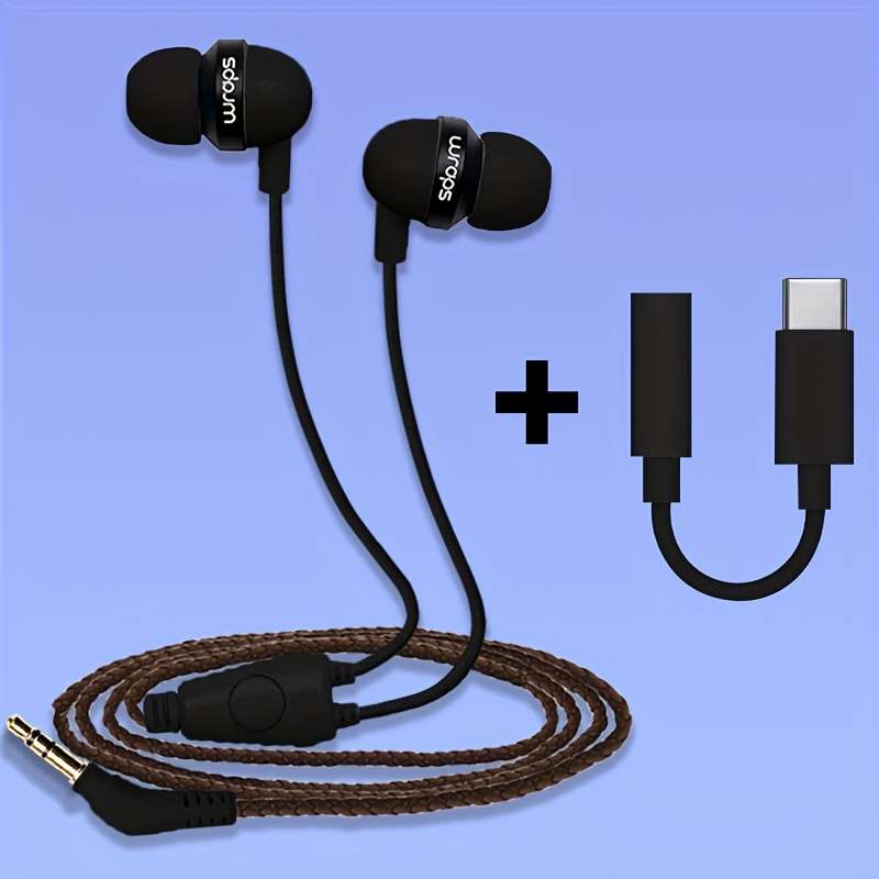 Wired Headphones Items Brown 3.5Mm Add Type-C Adapter