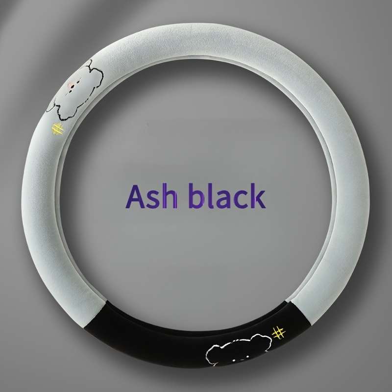 Car Steering Wheel Cover Black+Light White