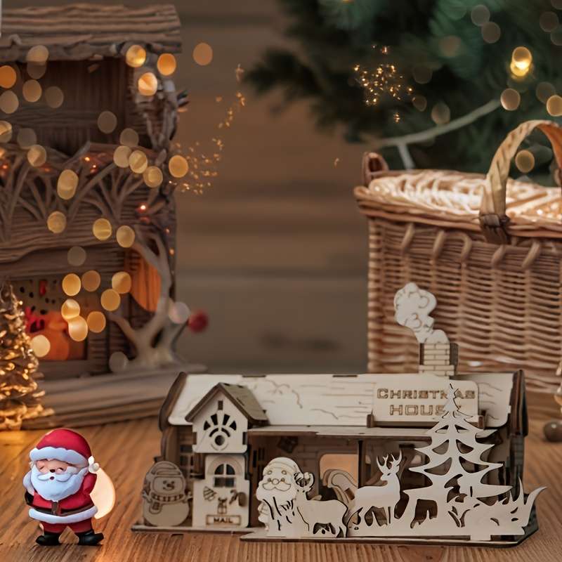 3D Building Model Puzzle Set Items Christmas House
