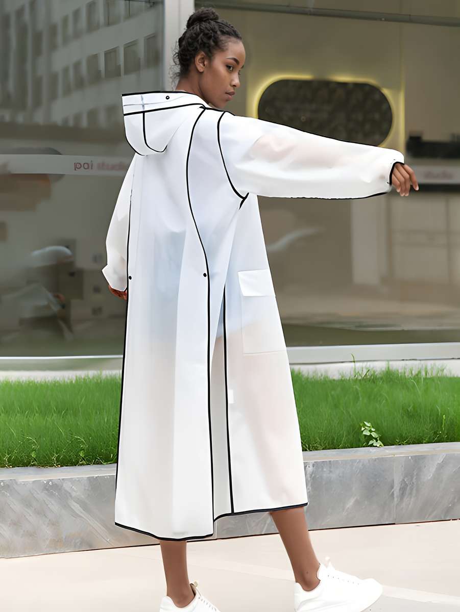 Raincoat Transparent Black Border Size L