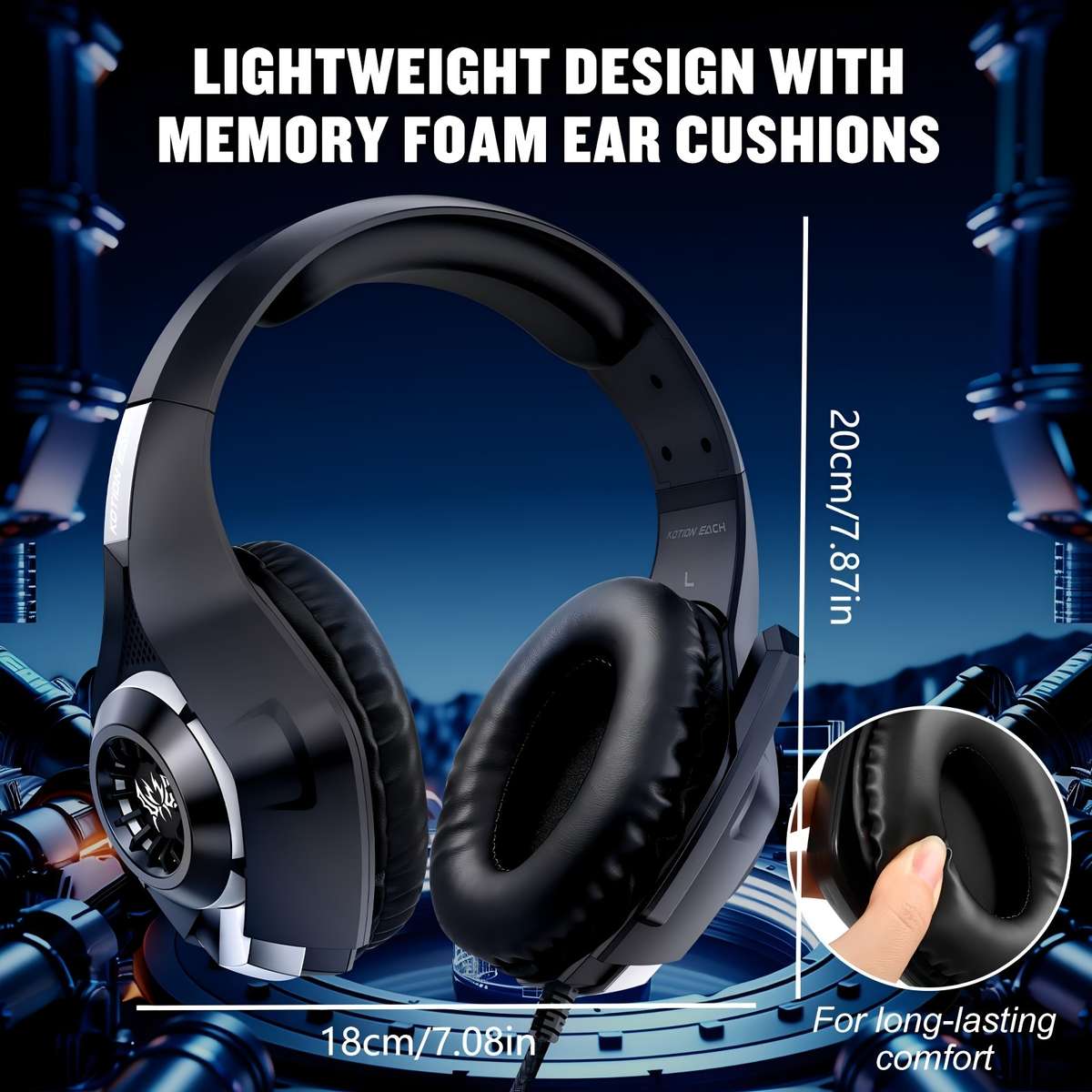 Wired Headphones Black Rgb Light