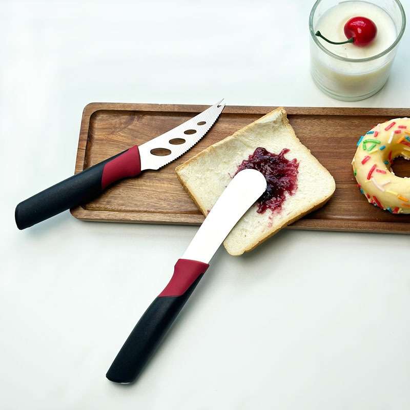 Bread And Cheese Knife Color 3Pcs Wipe Cut  Fork Red