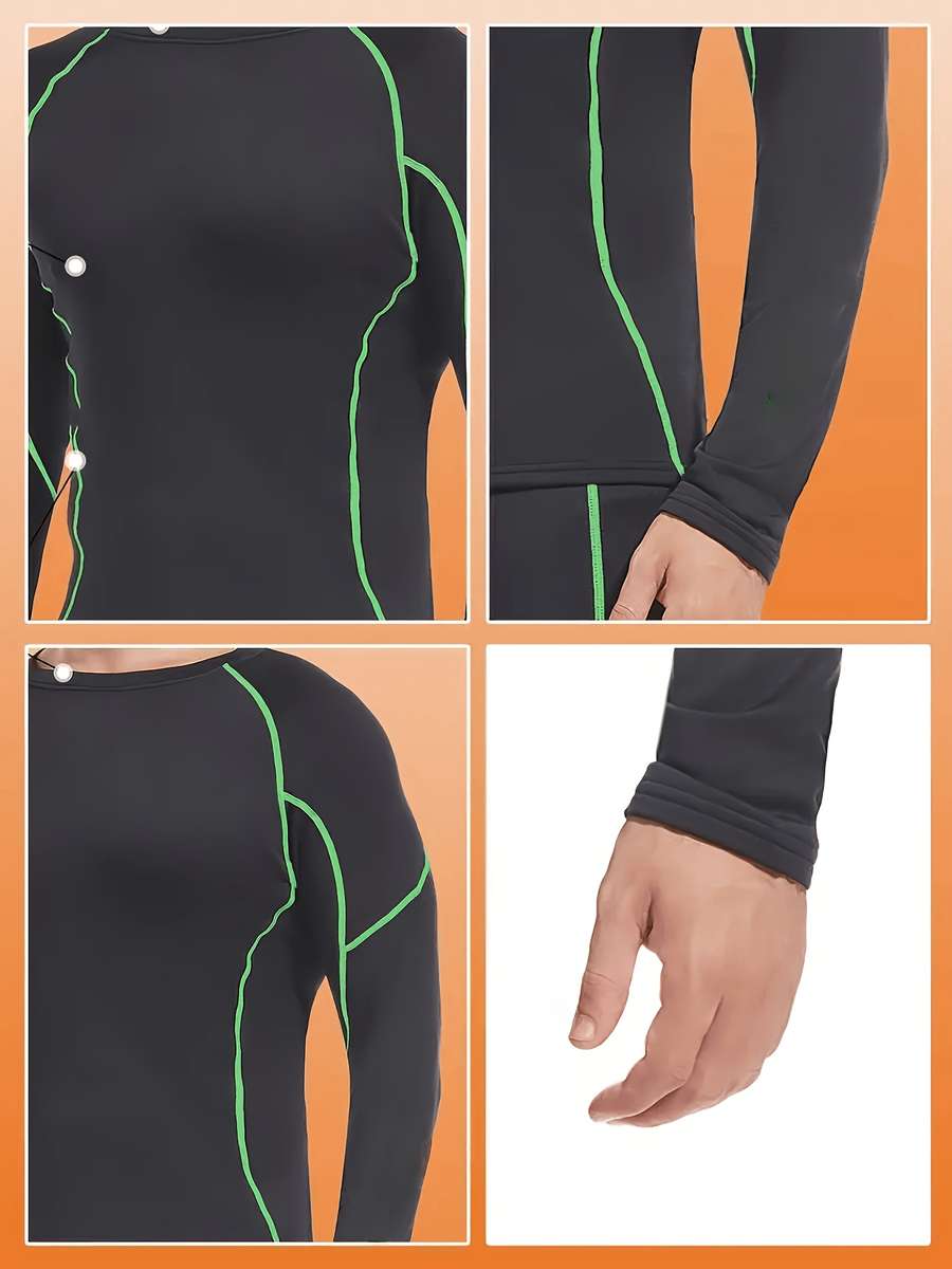 Thermal Underwear Color Black Blue Line Sizel