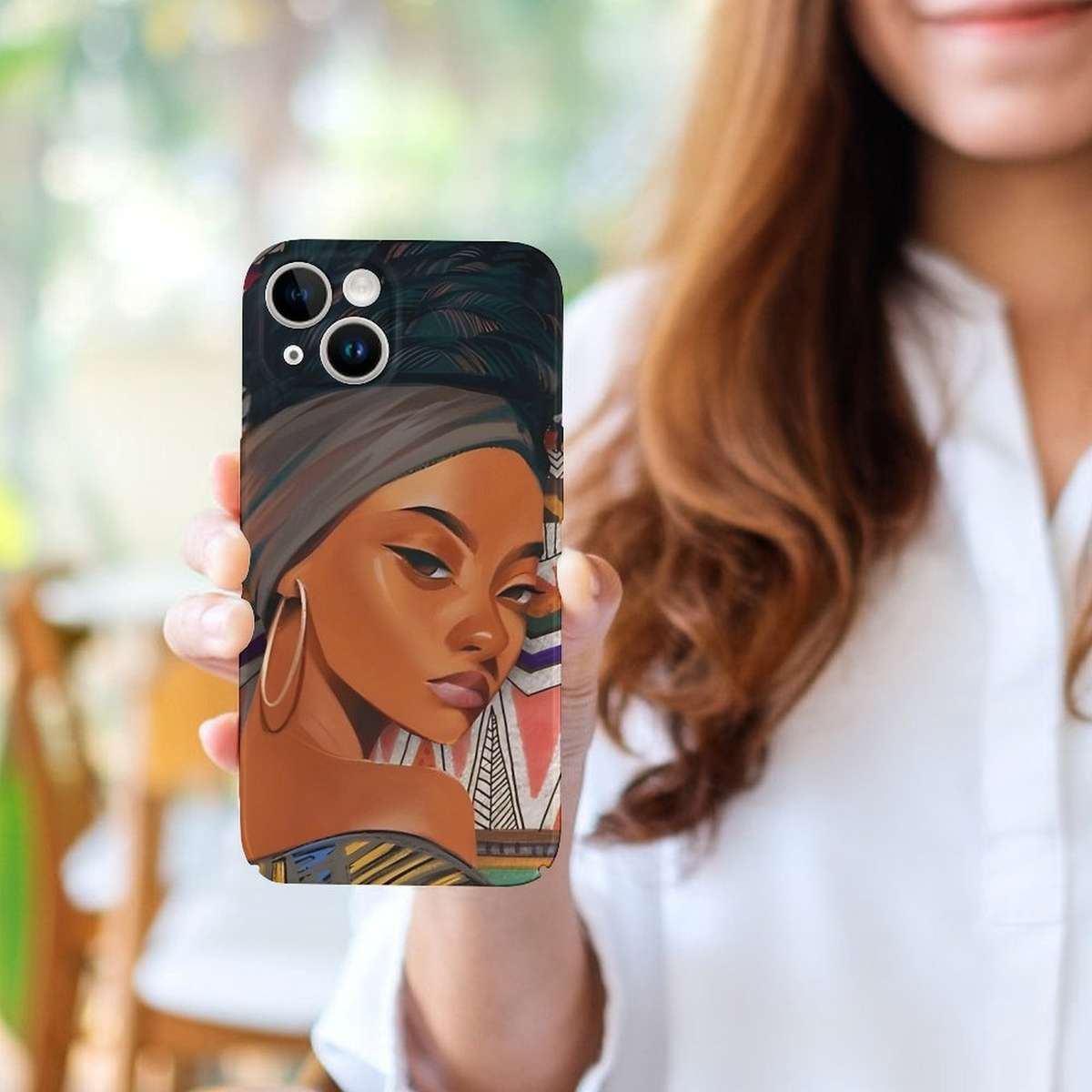 1Pc White For iPhone 15 Pro African Beauty Phone Case