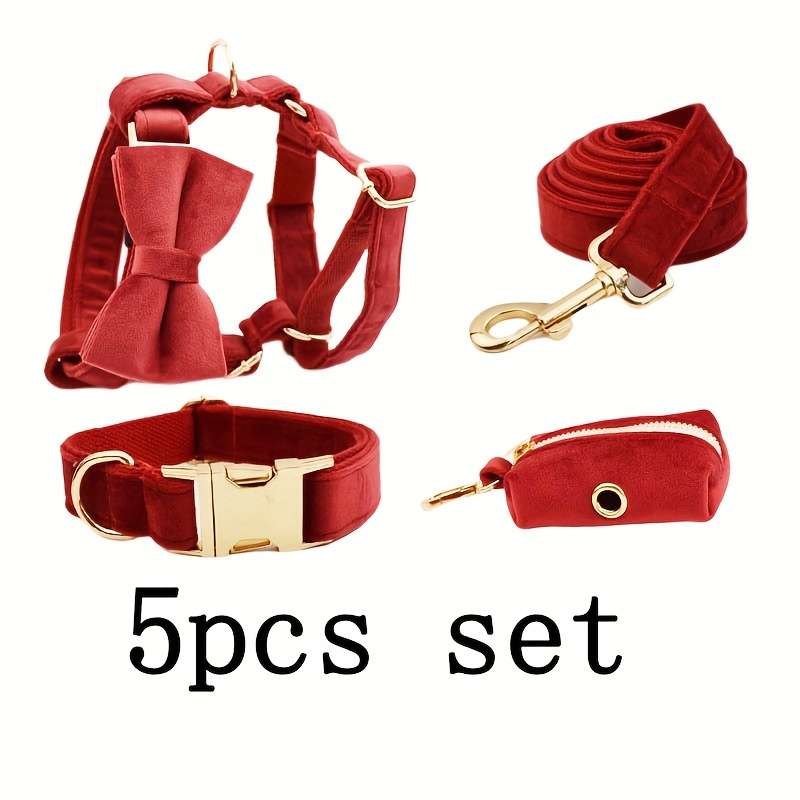 Dog Leash Color Cherry Red 5Pcs Size M
