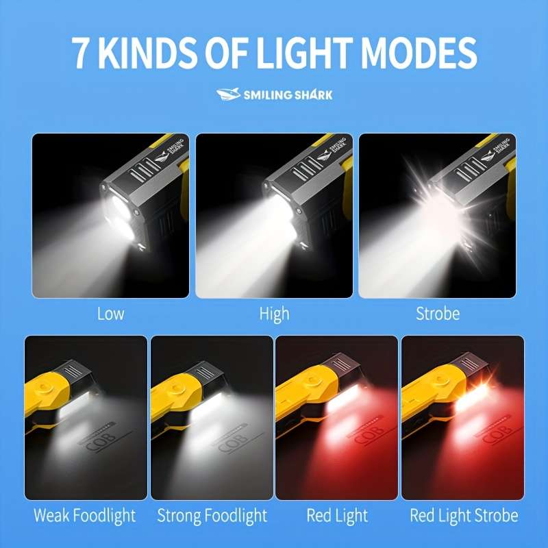 Durable 1Pc Smiling Shark Multi Function Flashlight Lighting Daily Reliable