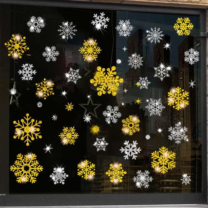 Window Stickers Color Silvery 2Sheets 59Pcs