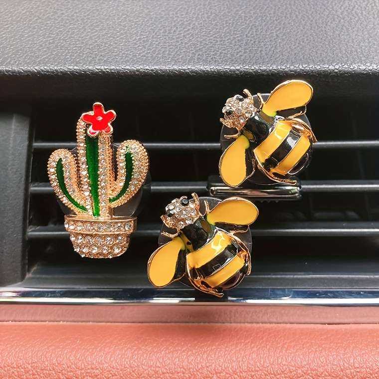 Car Interior Decor Items 3Pcs Small Sunflower  Add  Bee 2