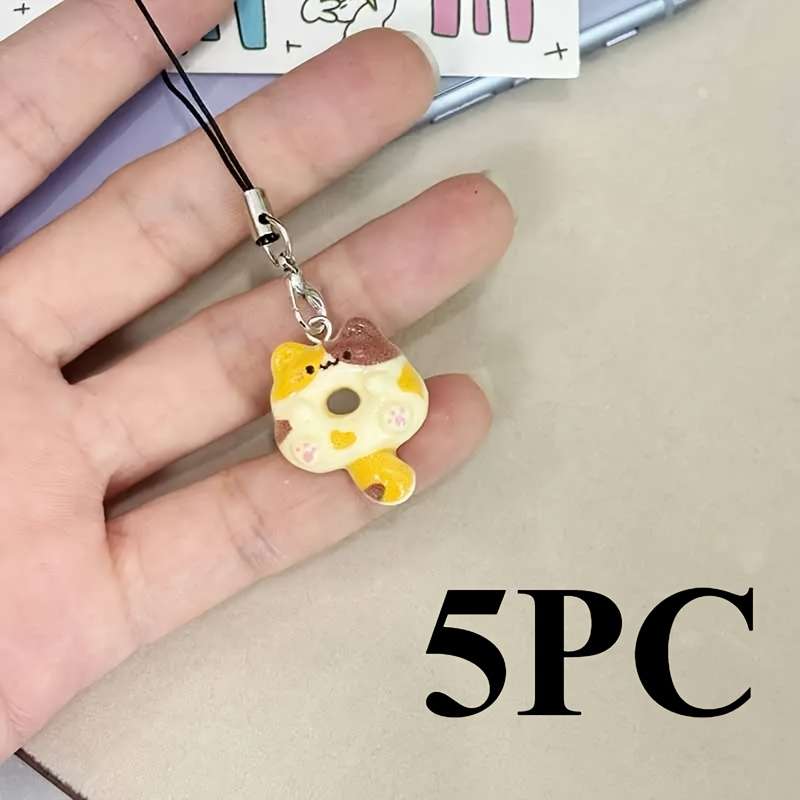 Keychain Ornament Color 5Pack Donut Cat Coffee