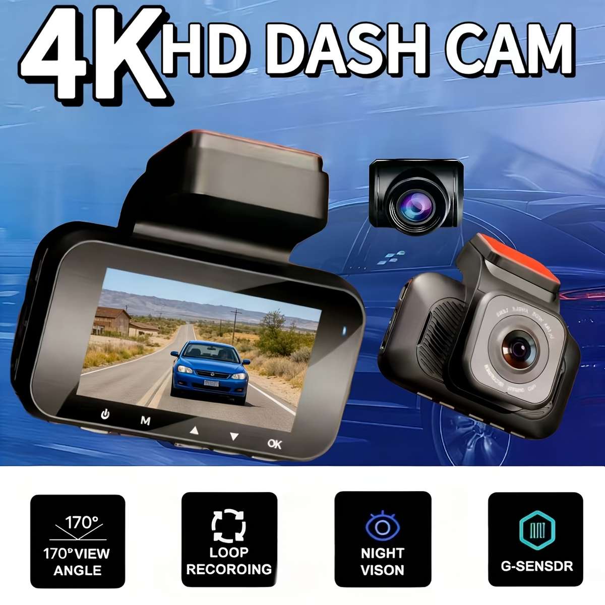 Dashcam Model 2026 Enhanced Edition 4K Dual-Channel Recorder  Add  32G