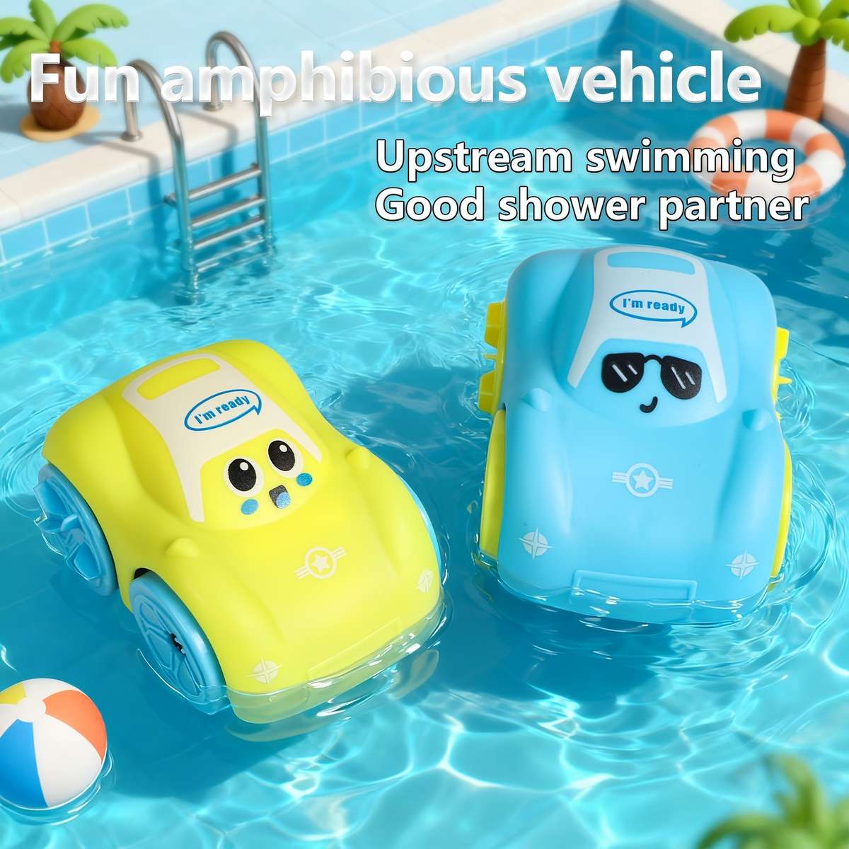 Childrens Toys Quantity 2Pcs Yellow Amphibious Vehicle