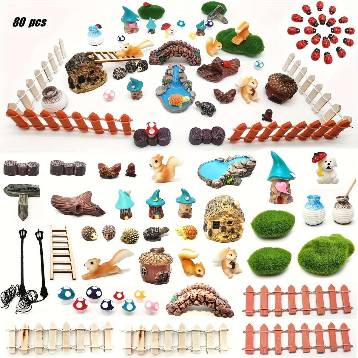 80Pcs Miniature Fairy Garden Decor