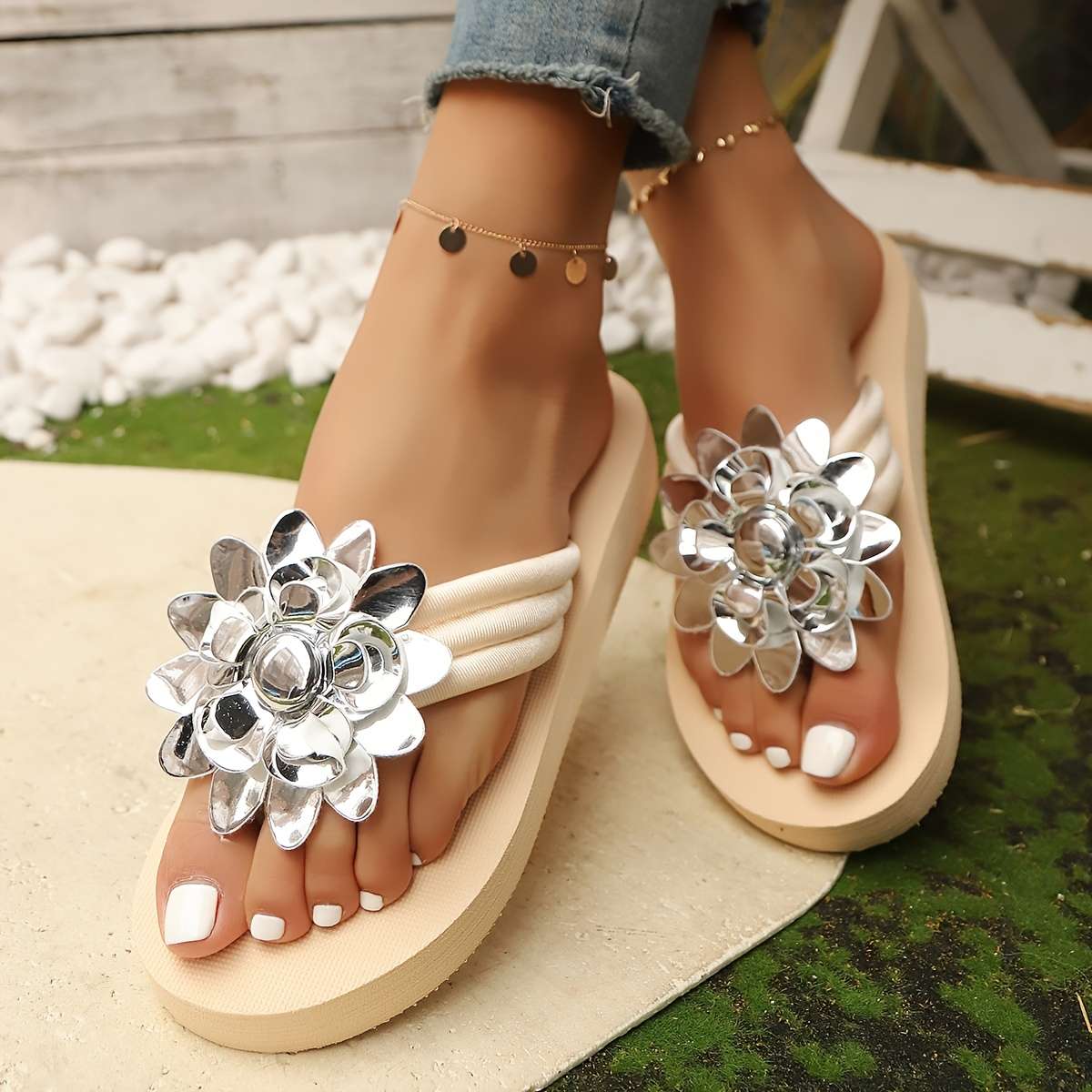 Ladies Summer Flip Flops Multicolor Uk 7