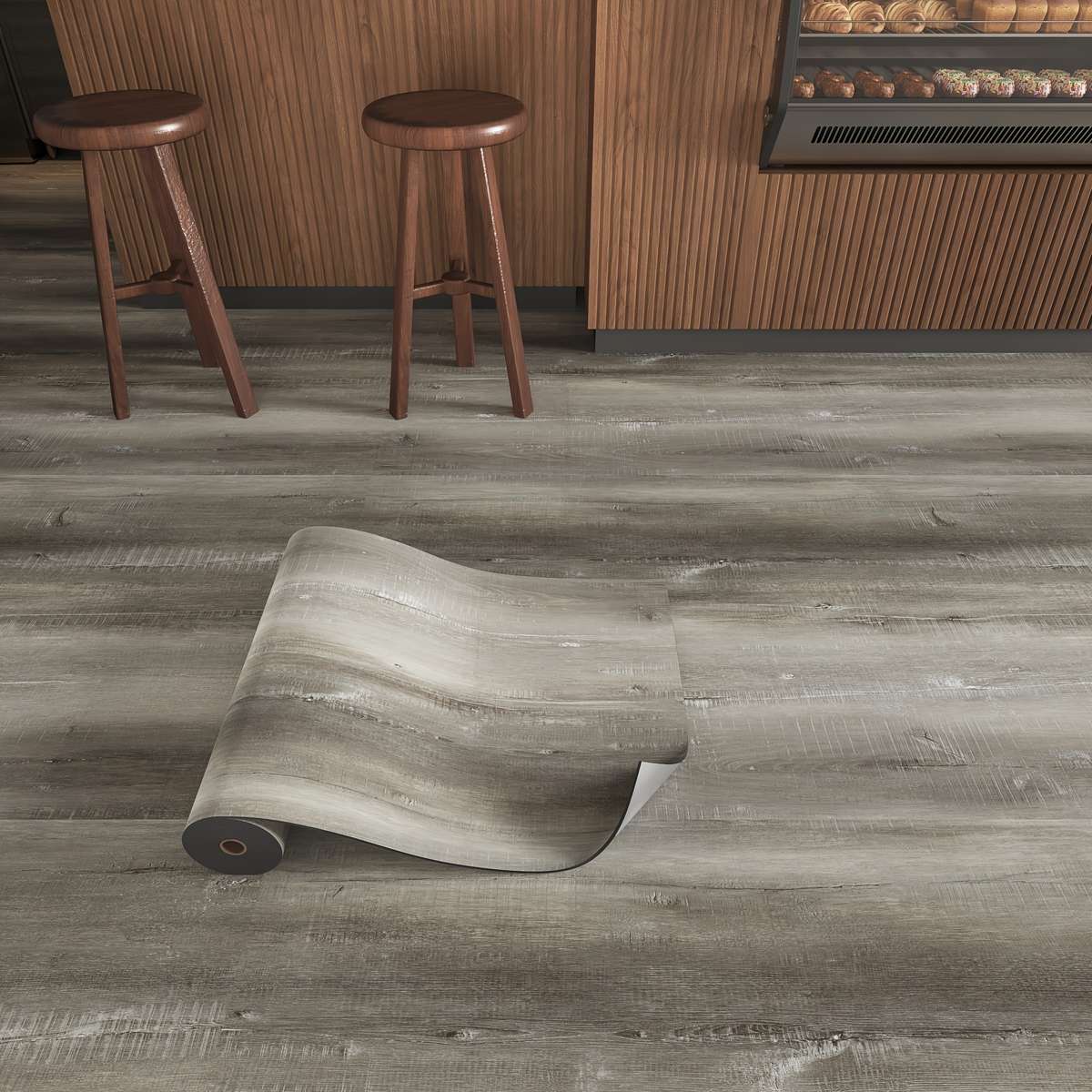 Self Adhesive Floor Stickers Dark Walnut Grain 2 Rolls Covers 2.4 Square Meters