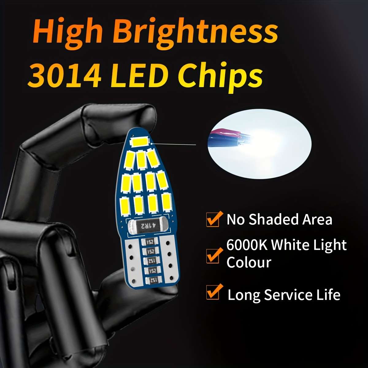 2pcs T10 LED Car Turn Signal Lights 12V DC Plug & Play Pure White Light Fit for Br