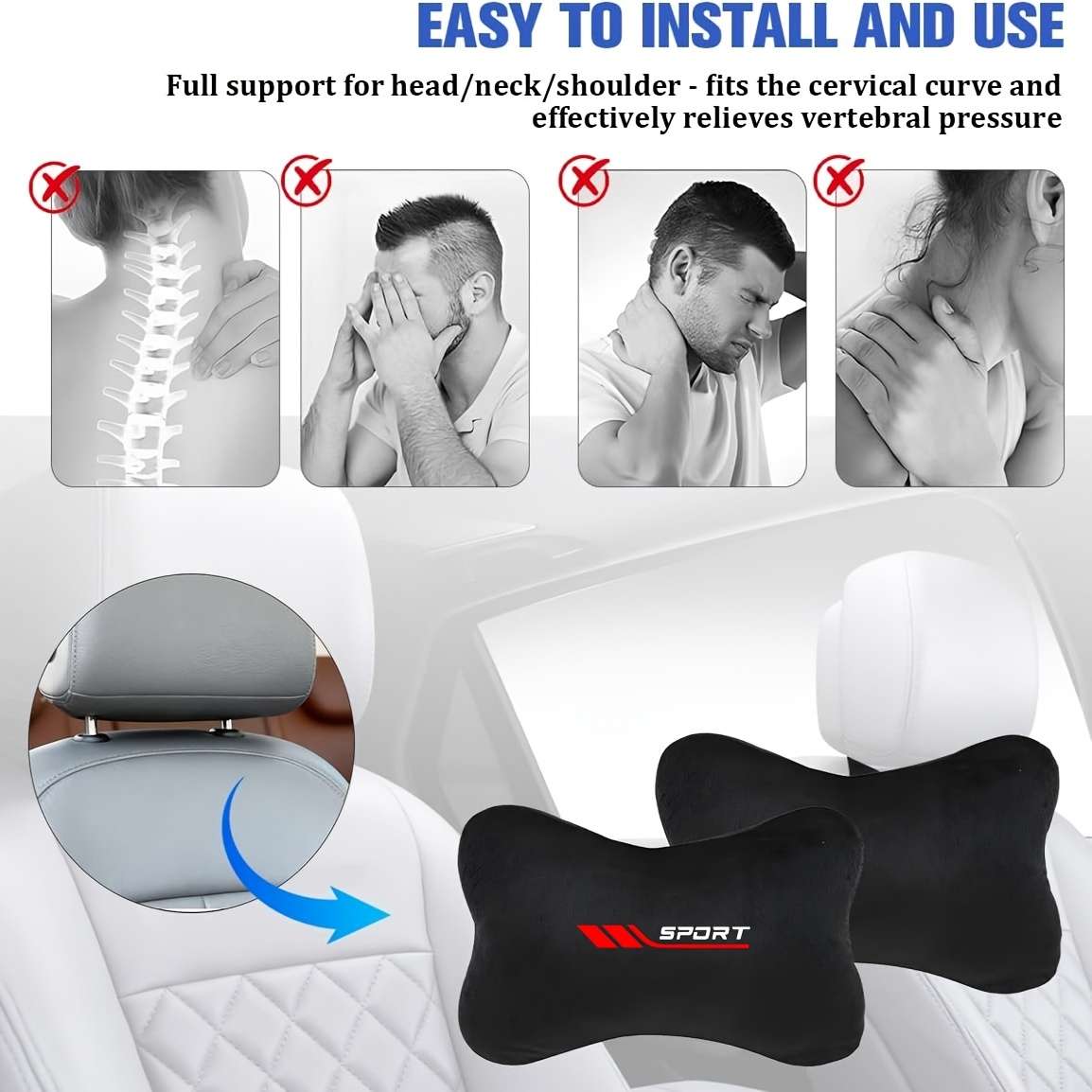 Car Seat Cushion 2 Pack  Black