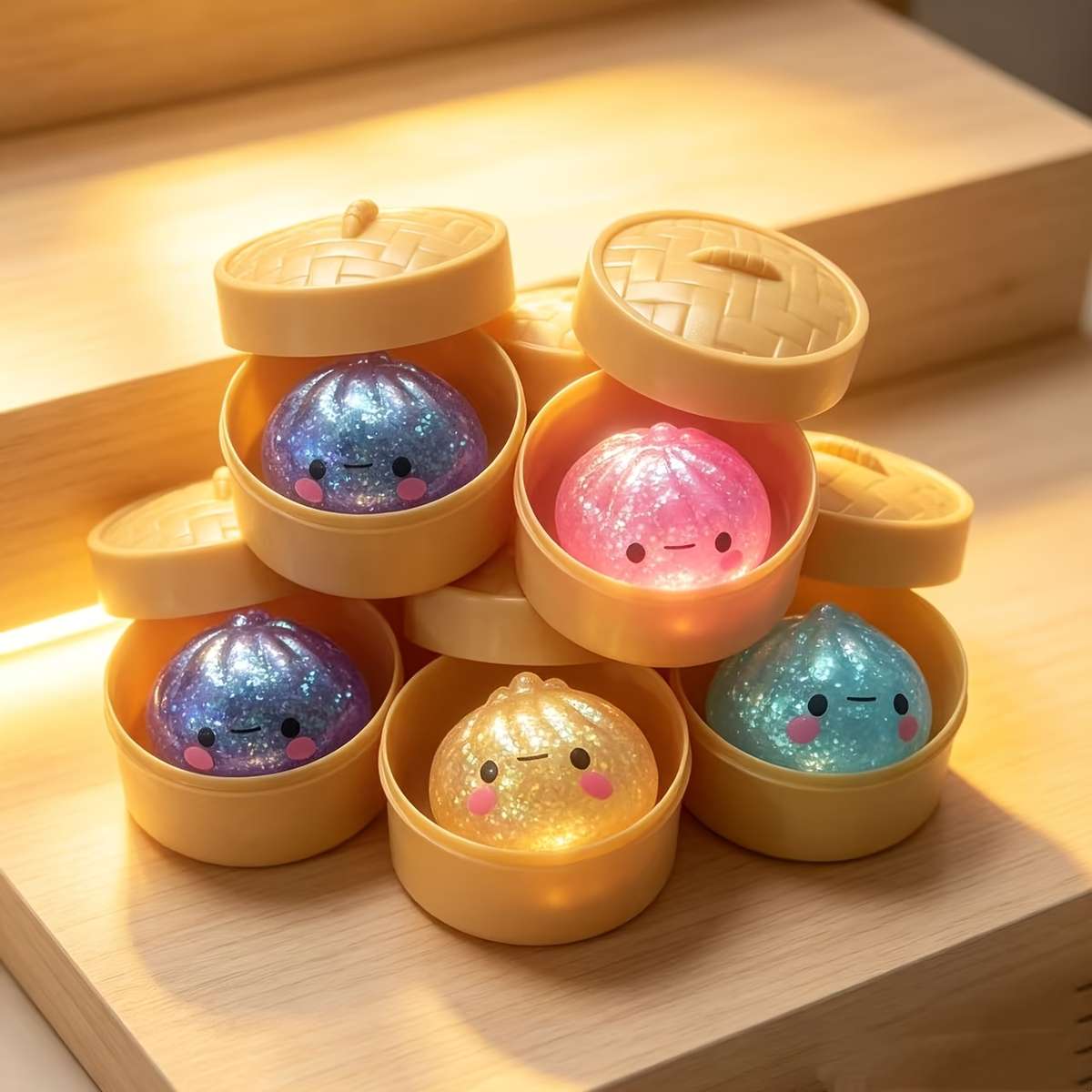 Squeezable Toys Style Shimmer Starry Steamed Bun Fidget Toy
