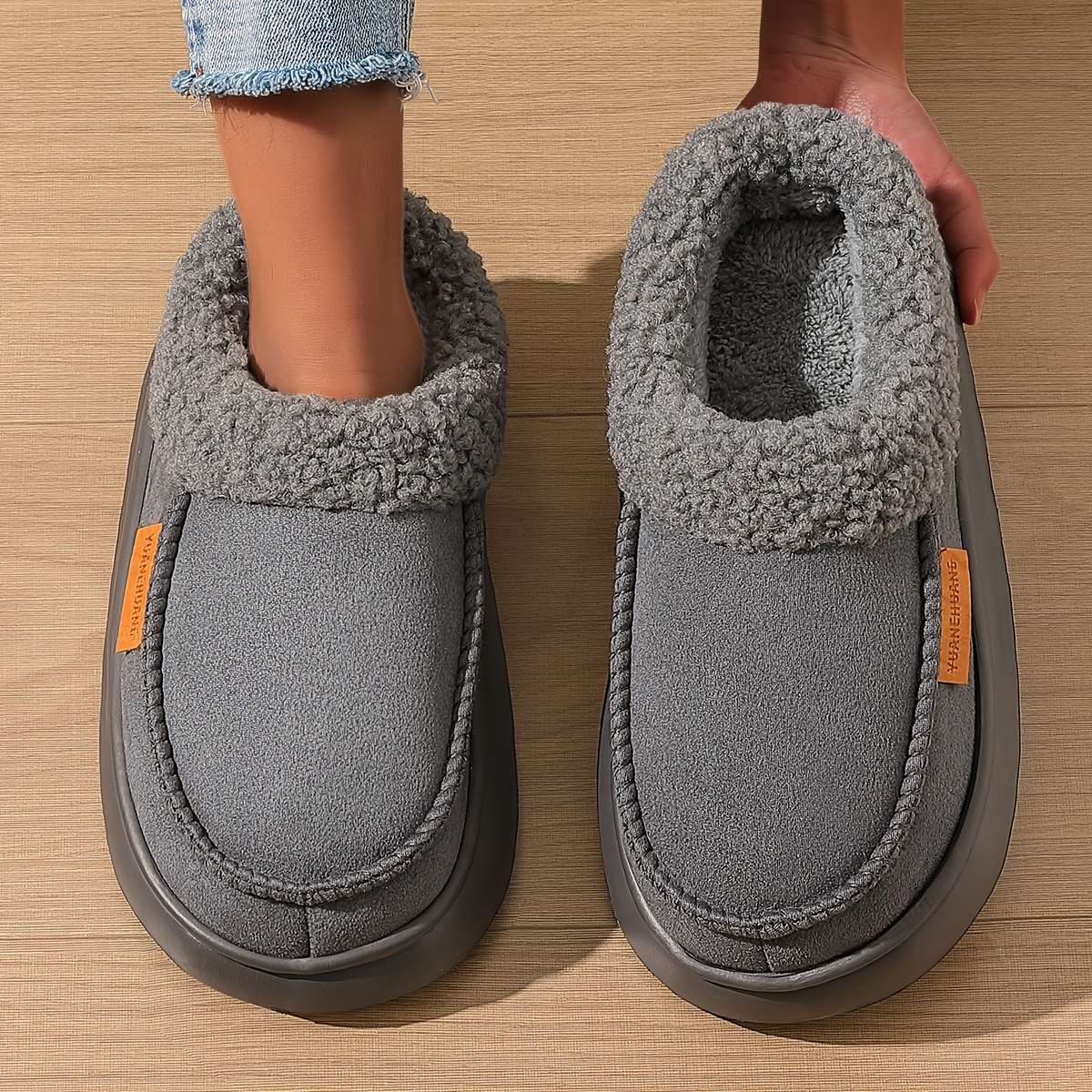 Cotton Slippers Color Grey Sizeuk 6.5-7