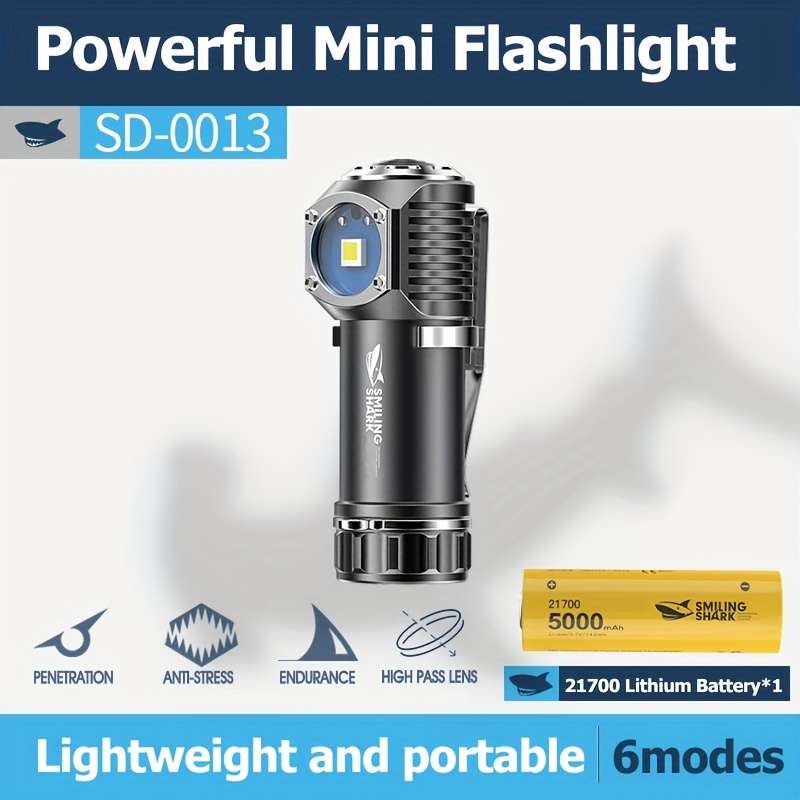 Compact 1Pc Smiling Shark Small Mini Flashlights Modes Professional Reliable