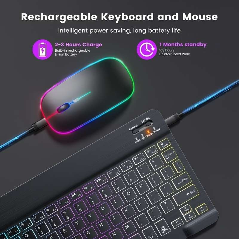 2-Piece Wireless Backlit RGB Keyboard And Mouse Set White
