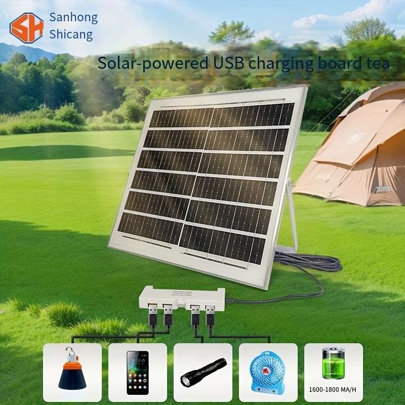 Solar Panel Model 15W 6V Solar Powered Universal Socket With 4 Usb Ports