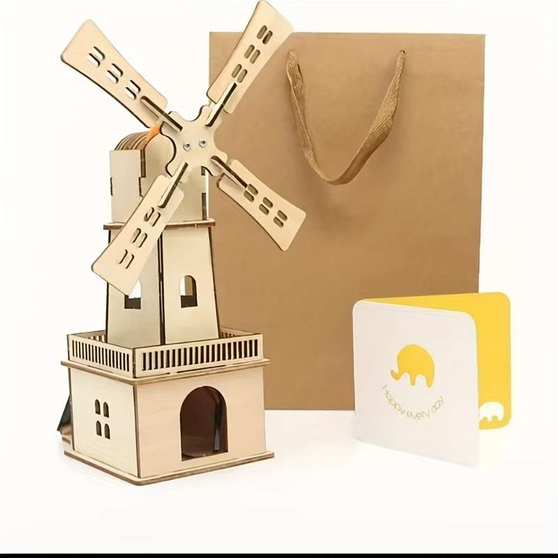 Building Toy Architectural Model Toy Set Items Solar Windmill Cabin