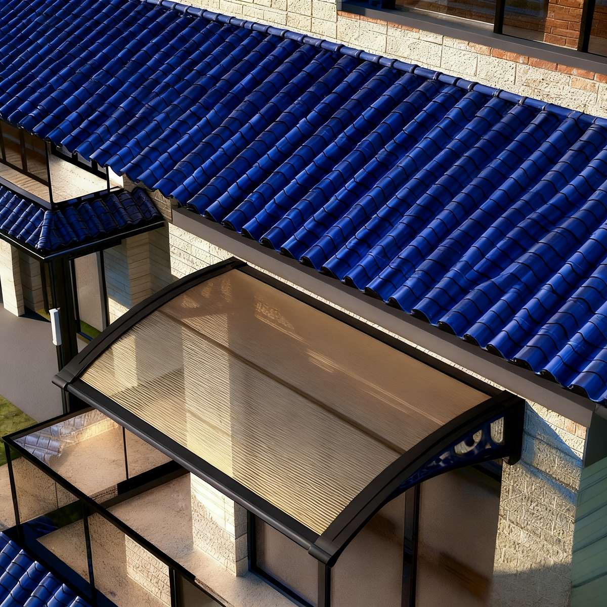 Shade Awning Style 2 Panels  2 Brackets
