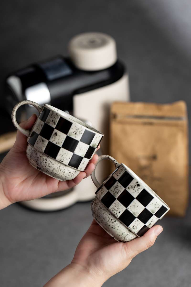 Water Cup Color Black And Gray Dot Model4 Cups