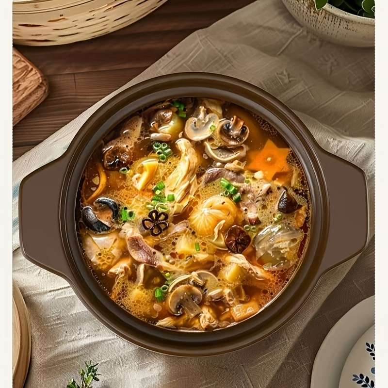 4.6L Elegant Brown Ceramic Induction Compatible Stockpot