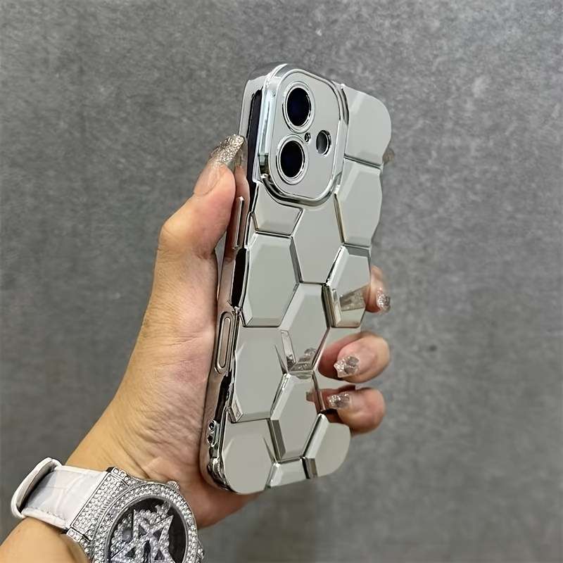 1Pc Golden For iPhone 14 Plus Textured Phone Case