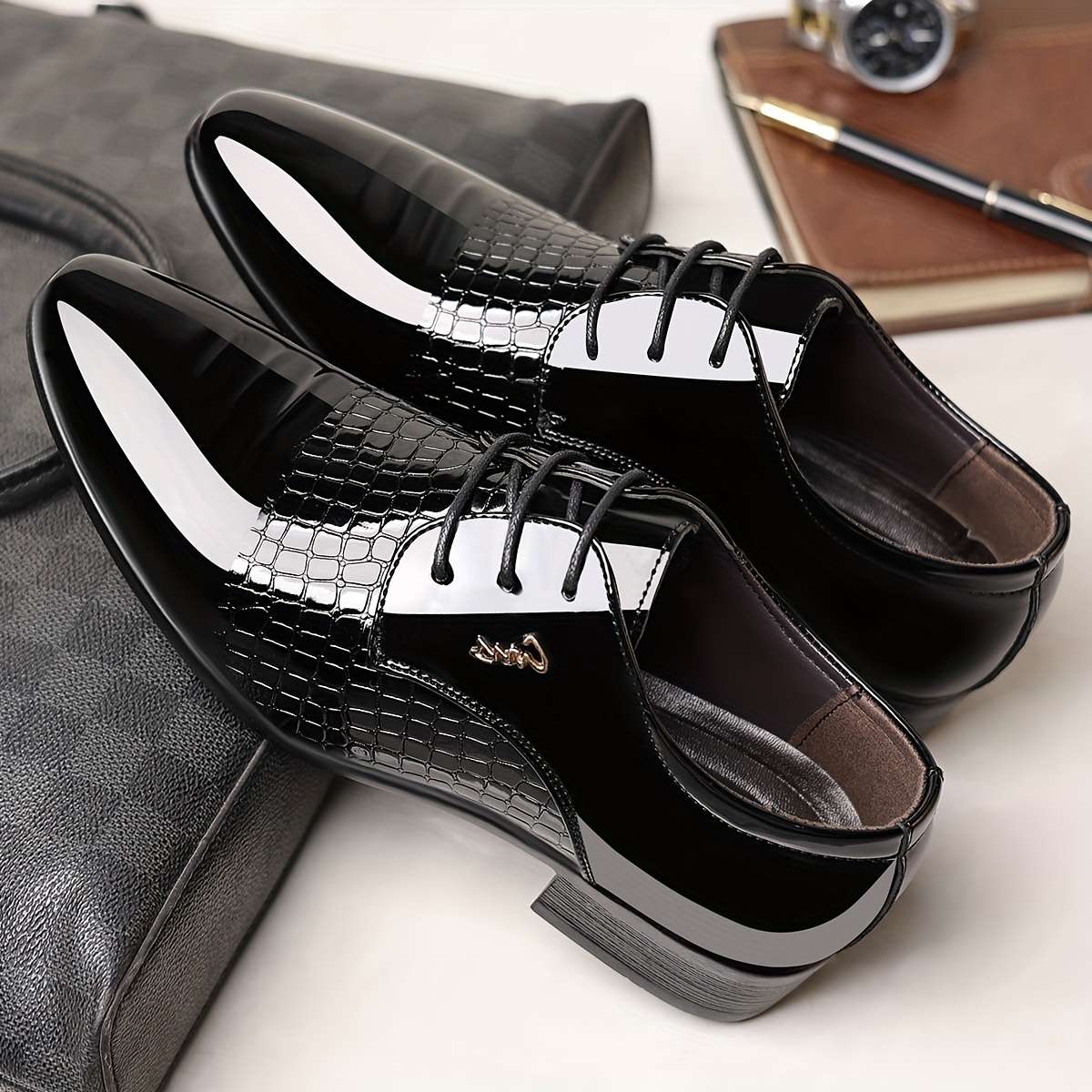Mens Leather Shoes Color Black Sizeuk 5
