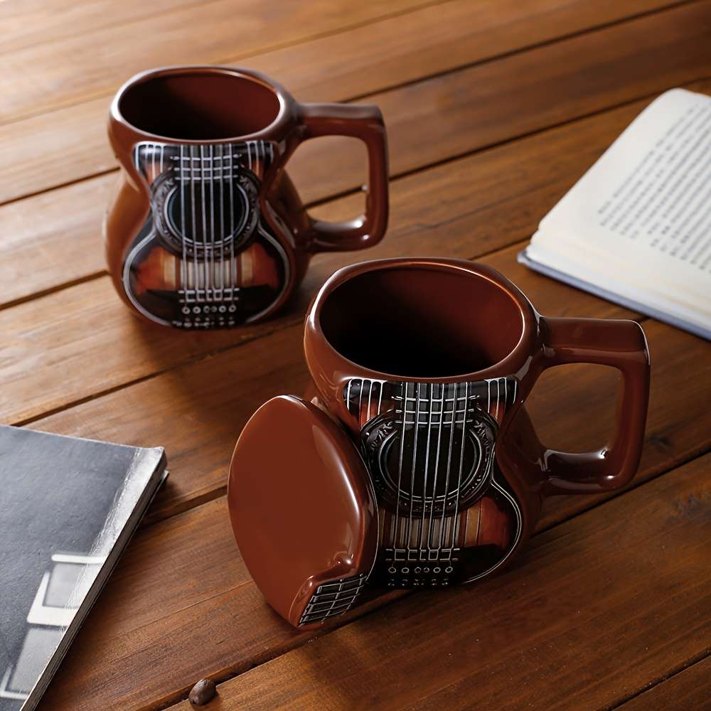 Water Cup Style Ceramic Cup   Coffee Guitar  With Lid