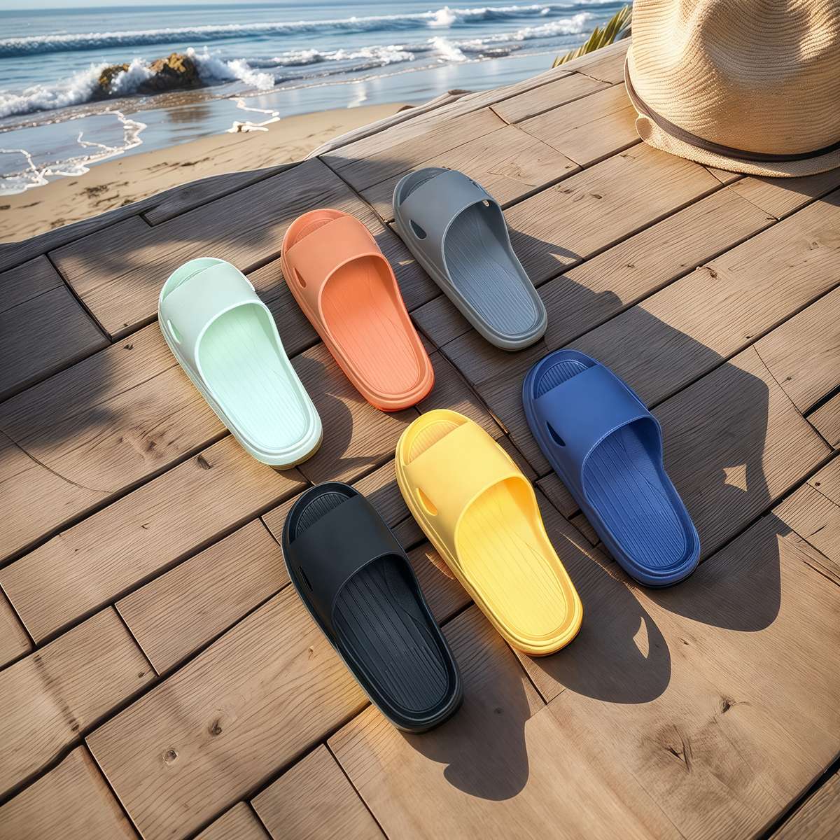 Men Slippers Summer Style Blue Size Uk 3.5 To 4