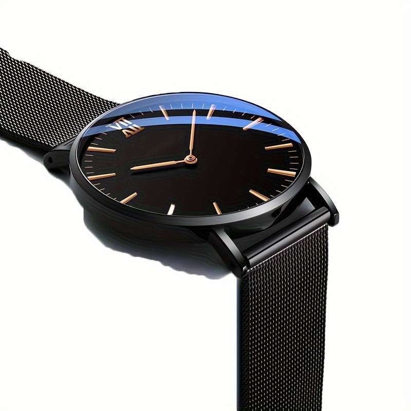 Premium Men Business Quartz Watch With Strap Silvery With White