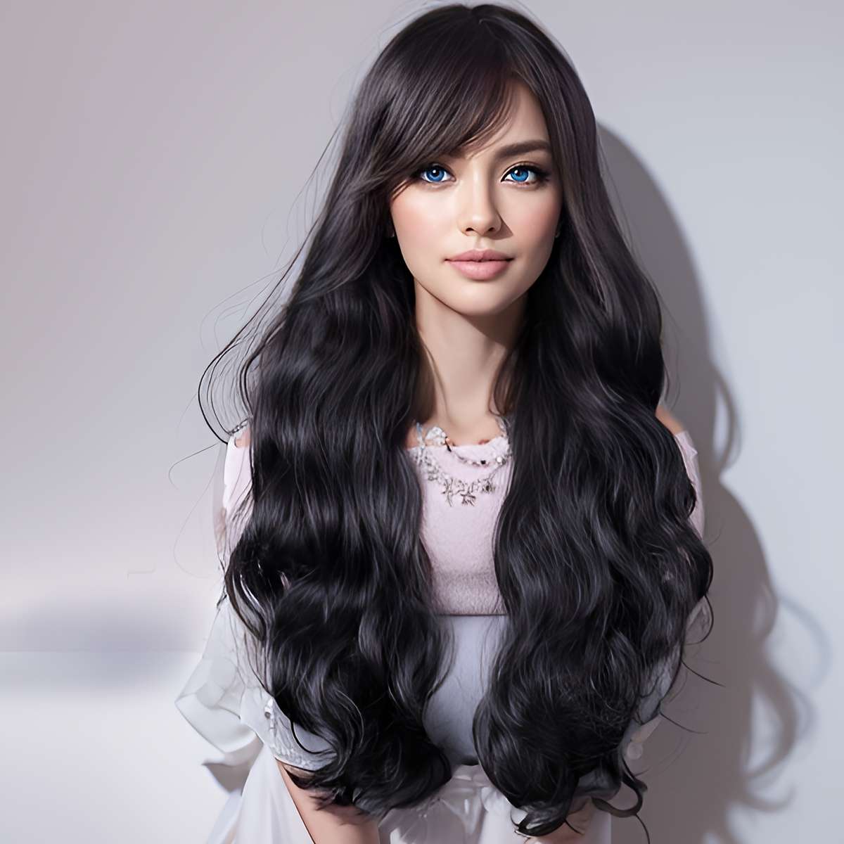 Women S Wigs Black Hair Length81.28Cm