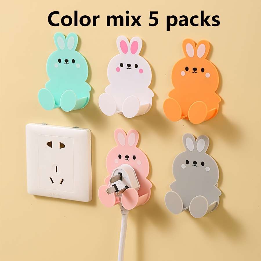 5 Pack Cute Bunny Hooks Multi Purpose Storage Hooks For color 5 Random Colors Quantity Bunny