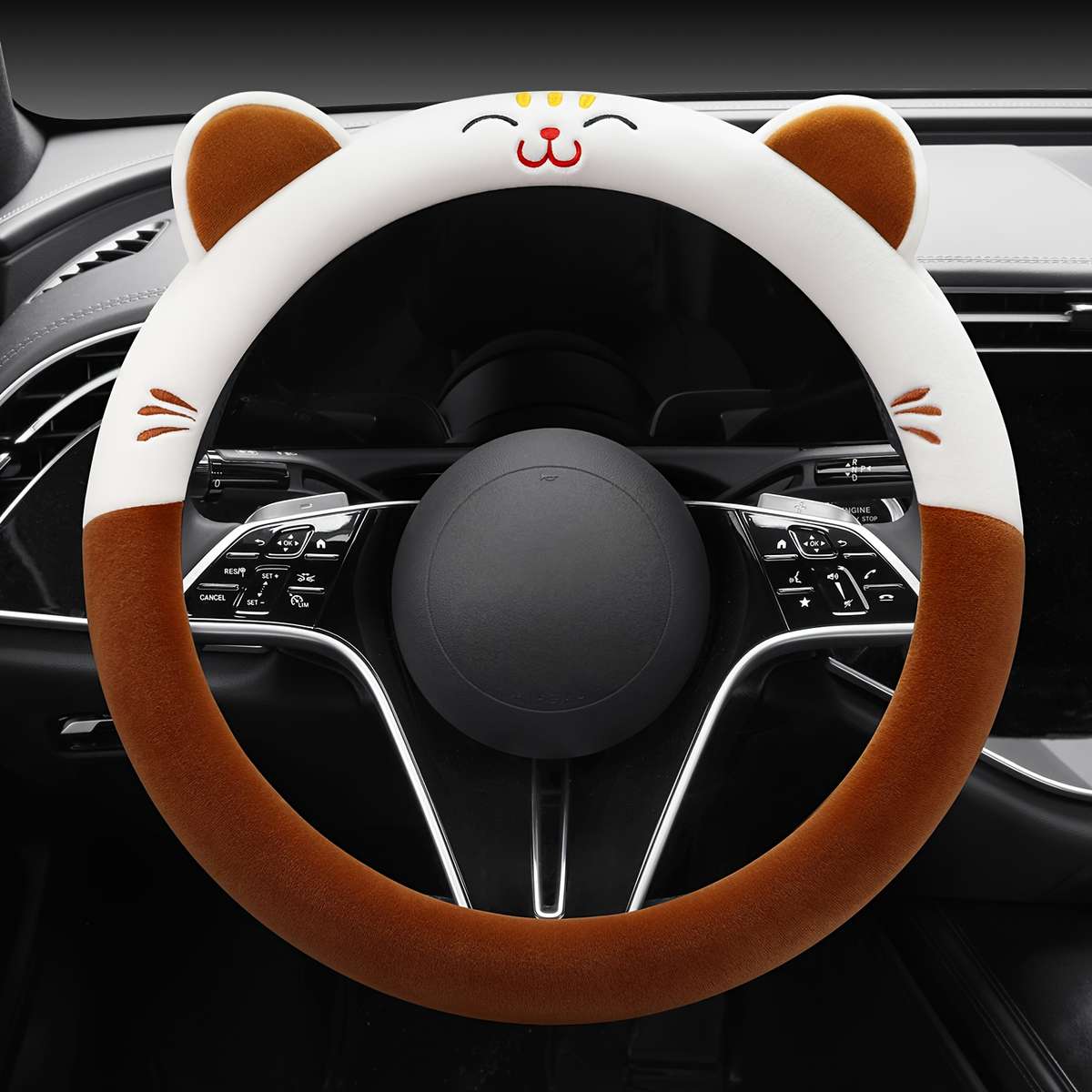 Car Steering Wheel Cover Kitten Blue