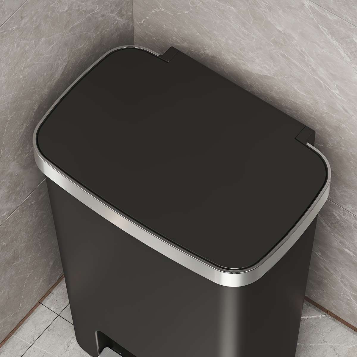 Garbage Can Model Black 50L13.21 Us Gal With Lid Footoperated