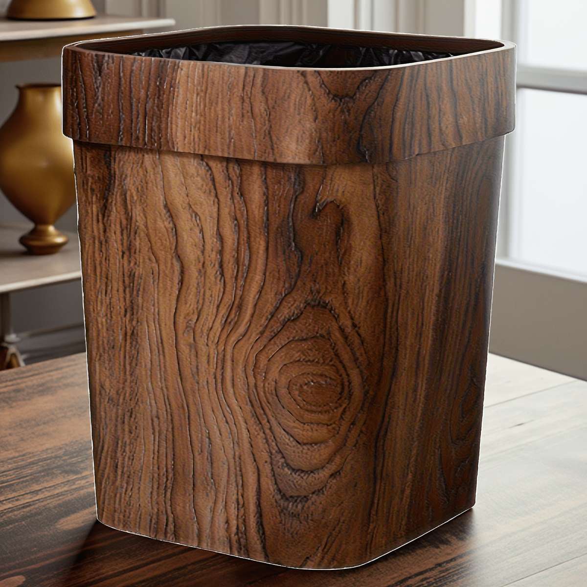 Garbage Can Color Press Ring Wood Grain 7L
