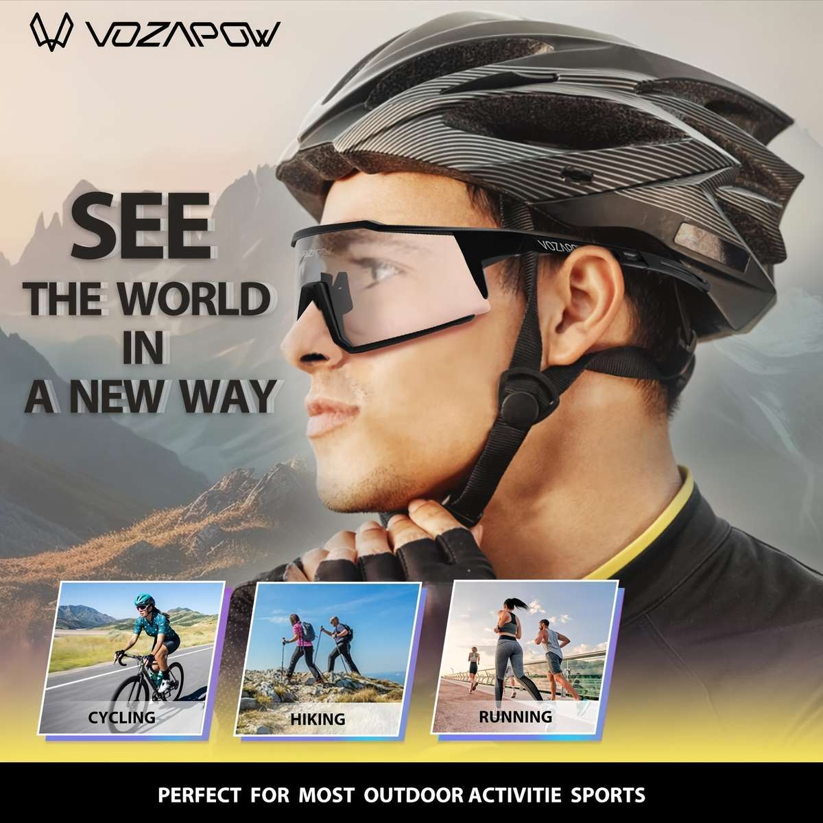 Cycling Glasses Color White Frame Photochromic Red